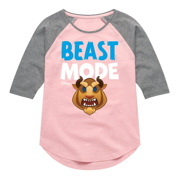 Disney Emoji - Beast Mode - Toddler And Youth Girls Raglan Graphic T-Shirt
