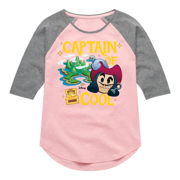 Disney Emoji - Captain Of Cool - Toddler And Youth Girls Raglan Graphic T-Shirt