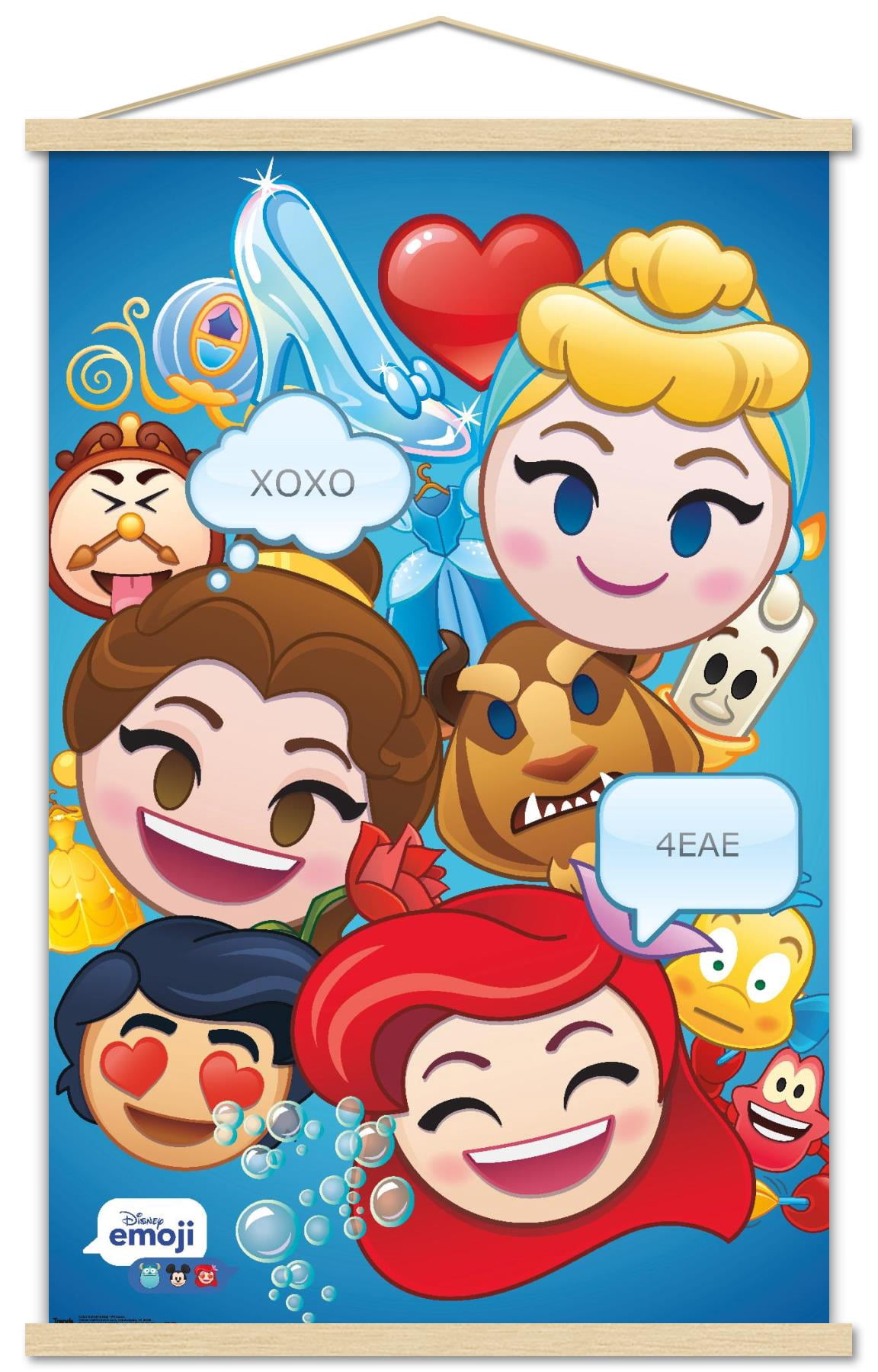Disney Emoji - Disney Princess Wall Poster with Wooden Magnetic Frame, 22.375" x 34"