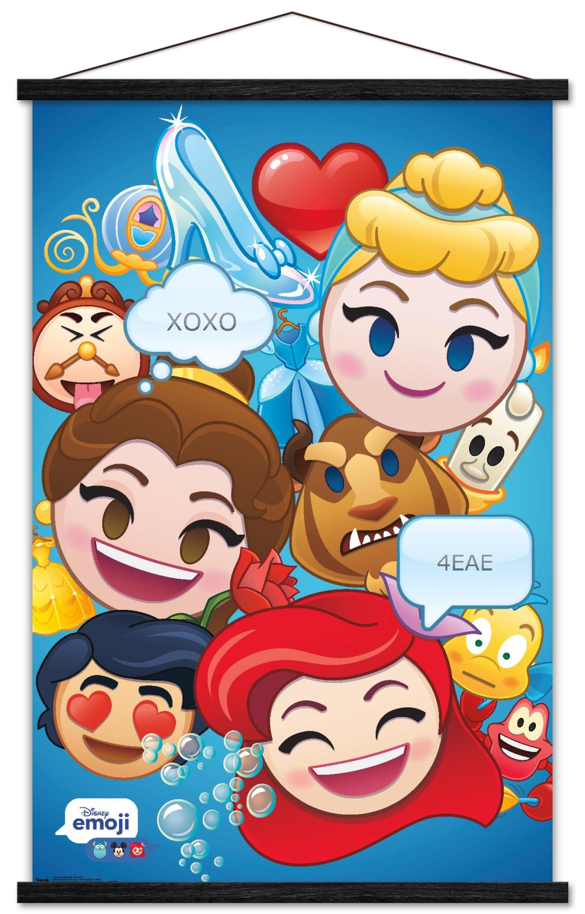 Disney Emoji - Disney Princess Wall Poster with Wooden Magnetic Frame, 22.375" x 34"