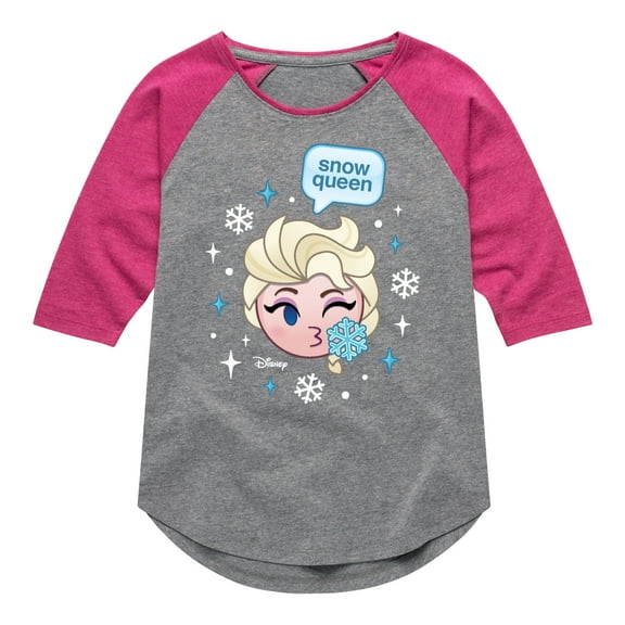 Disney Emoji - Elsa Snow Queen - Toddler And Youth Girls Raglan Graphic T-Shirt