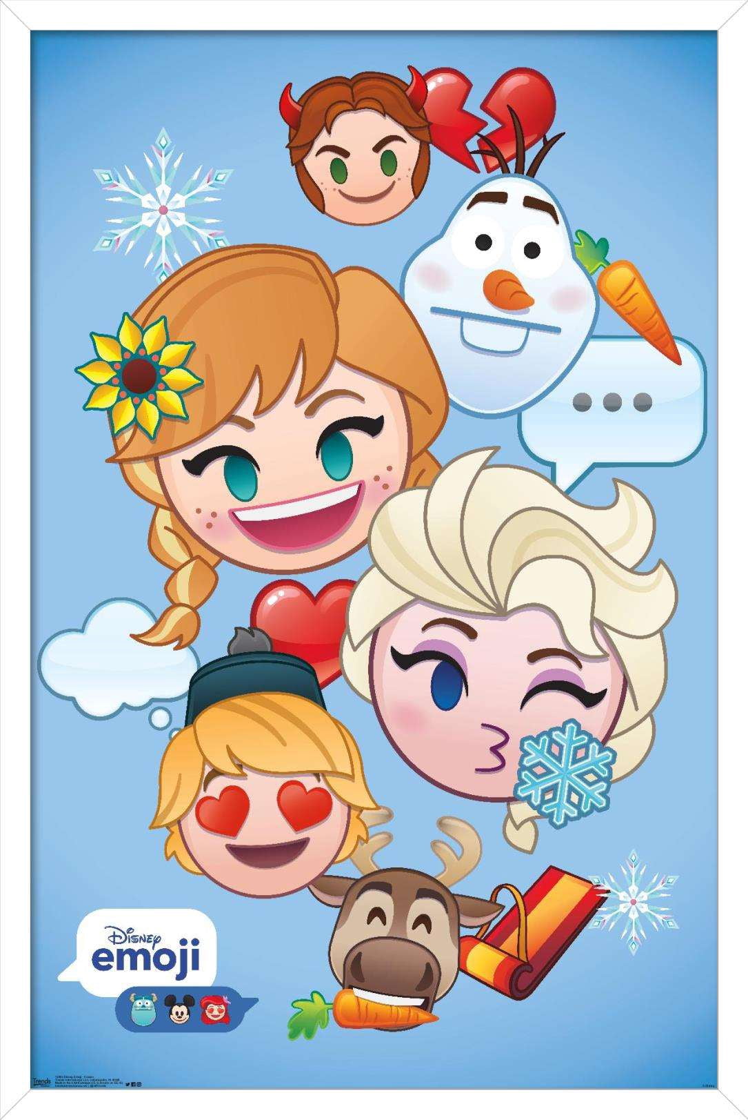 Disney Emoji - Frozen Wall Poster, 14.725" x 22.375", Framed