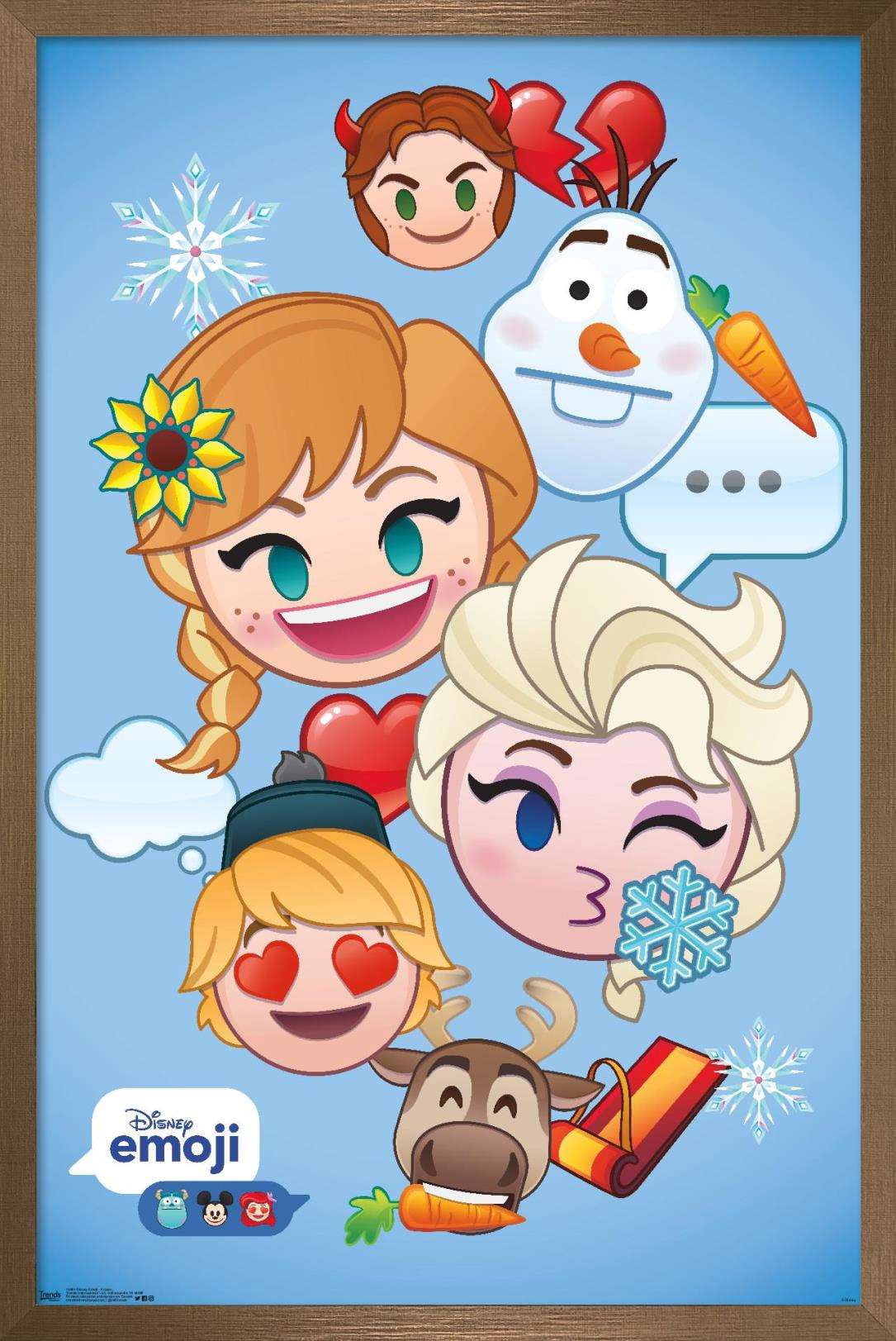 Disney Emoji - Frozen Wall Poster, 22.375" x 34", Framed