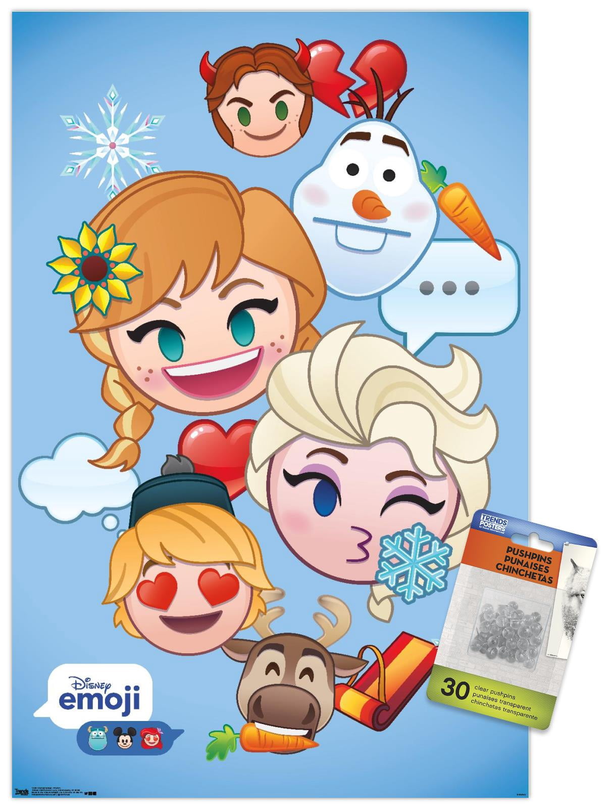 Disney Emoji - Frozen Wall Poster with Push Pins, 14.725" x 22.375"