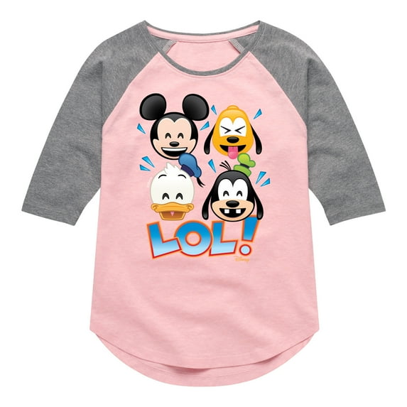 Disney Emoji - Lol Emojis - Toddler And Youth Girls Raglan Graphic T-Shirt
