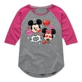 thumbnail image 1 of Disney Emoji - Mickey Minnie Love - Toddler And Youth Girls Raglan Graphic T-Shirt, 1 of 5