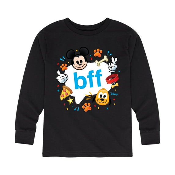 Disney Emoji - Mickey & Pluto BFF Design - Toddler And Youth Long Sleeve Graphic T-Shirt