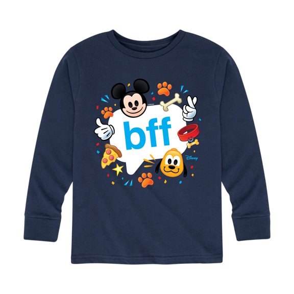 Disney Emoji - Mickey & Pluto BFF Design - Toddler And Youth Long Sleeve Graphic T-Shirt