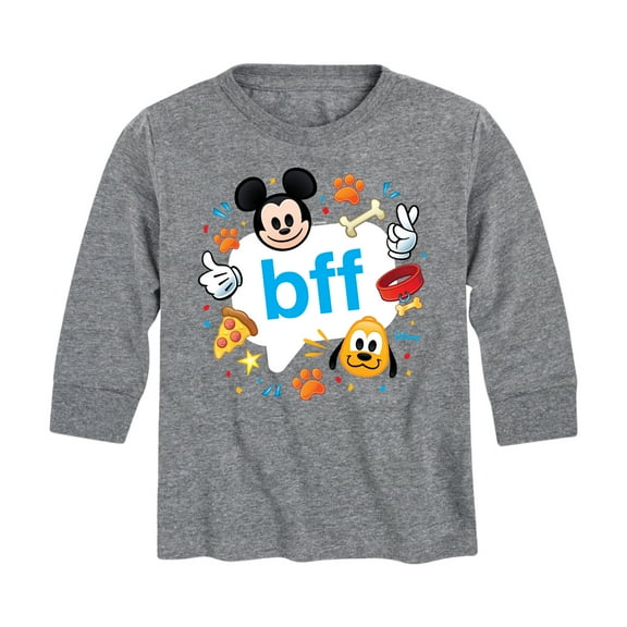 Disney Emoji - Mickey & Pluto BFF Design - Toddler And Youth Long Sleeve Graphic T-Shirt