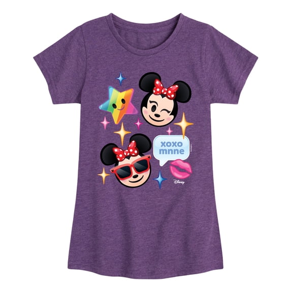 Disney Emoji - Minnie Assorted Emojis - Toddler And Youth Girls Short Sleeve Graphic T-Shirt