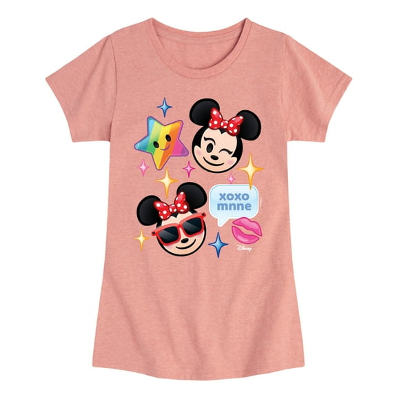 Disney Emoji - Minnie Assorted Emojis - Toddler And Youth Girls Short Sleeve Graphic T-Shirt