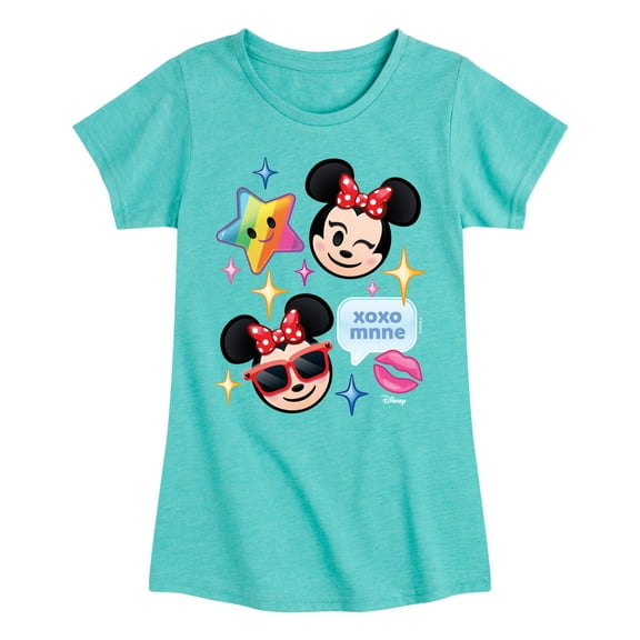 Disney Emoji - Minnie Assorted Emojis - Toddler And Youth Girls Short Sleeve Graphic T-Shirt