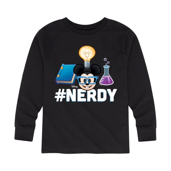 Disney Emoji - Nerdy Mickey - Toddler And Youth Long Sleeve Graphic T-Shirt