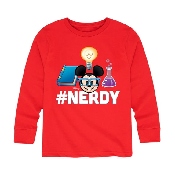Disney Emoji - Nerdy Mickey - Toddler And Youth Long Sleeve Graphic T-Shirt