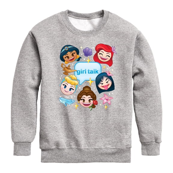 Disney Emoji - Princess Girl Talk - Toddler And Youth Crewneck Fleece Sweatshirt