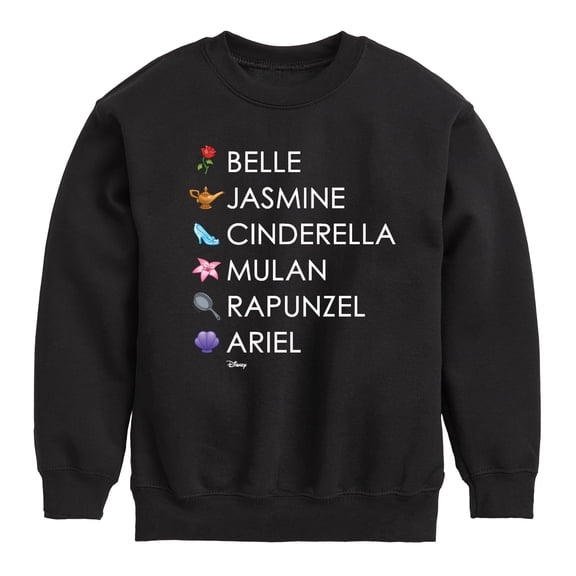 Disney Emoji - Princess List Icons - Toddler And Youth Crewneck Fleece Sweatshirt