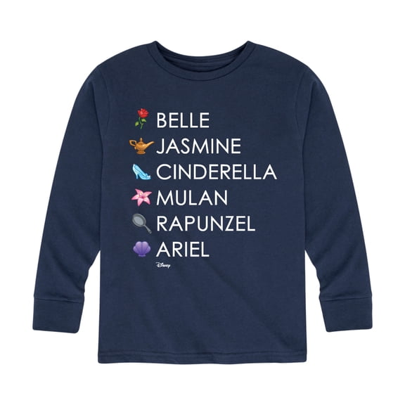 Disney Emoji - Princess List Icons - Toddler And Youth Long Sleeve Graphic T-Shirt