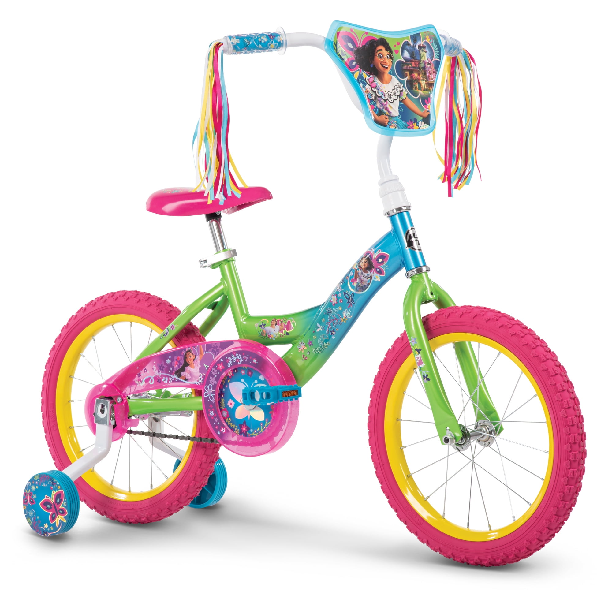 Disney Encanto 16-inch Bike for Girls, Blue/Green/Pink, by Huffy