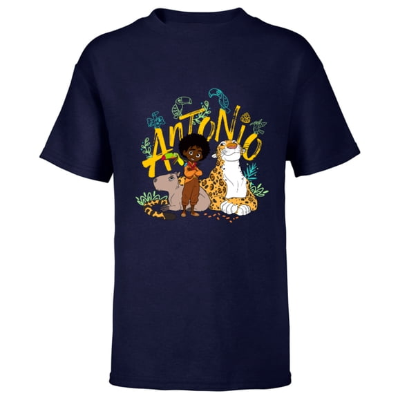 Disney Encanto Antonio with Animal Friends - Short Sleeve T-Shirt for Kids - Customized-Navy