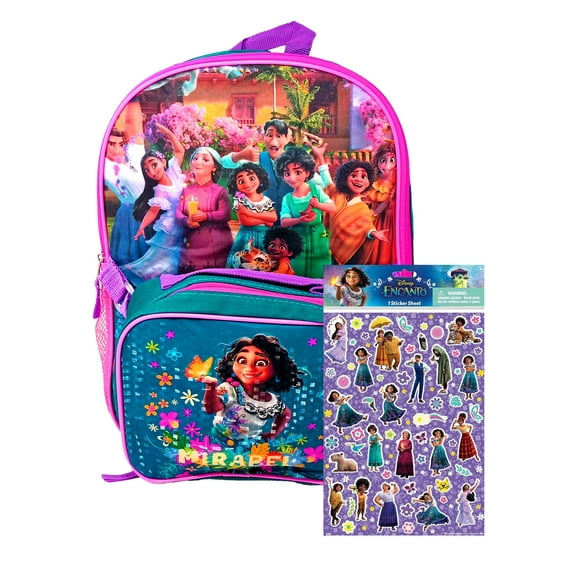 Disney Encanto Backpack, Insulated Lunch Bag & 3D Stickers Girls School Set