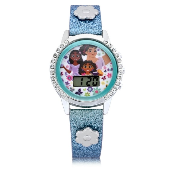 Disney Encanto Female Child LCD Watch Turquoise with Flower Studs (ENC4025WM)