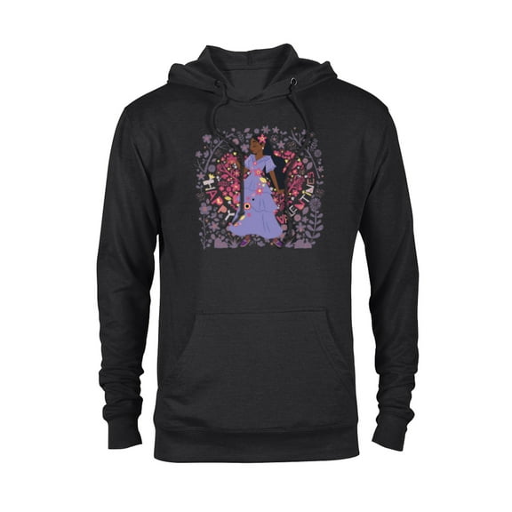 Disney Encanto Isabela Heart & Flowers Happy Valentine’s Day - Pullover Hoodie for Adults - Customized-Black