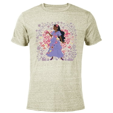 Disney Encanto Isabela Heart & Flowers Happy Valentine’s Day - Short Sleeve Blended T-Shirt for Adults - Customized-Yellow