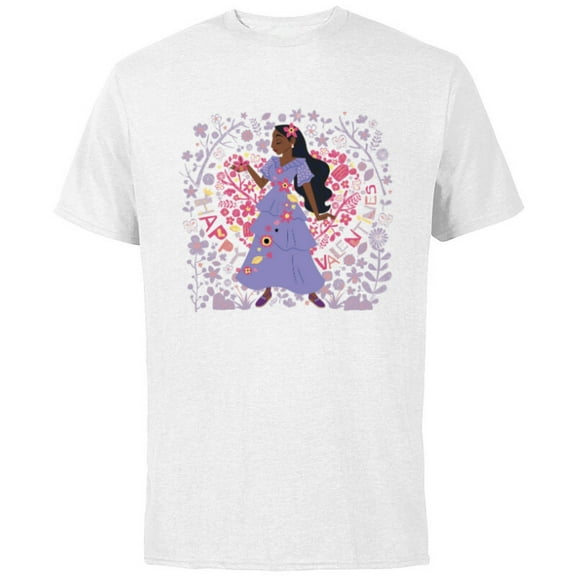 Disney Encanto Isabela Heart & Flowers Happy Valentine’s Day - Short Sleeve Cotton T-Shirt for Adults - Customized-White