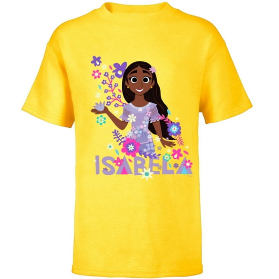 Disney Encanto Isabela Madrigal Floral - Short Sleeve T-Shirt for Kids - Customized-Yellow