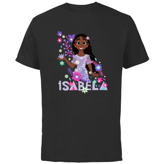 Disney Encanto Isabela Madrigal Flowers - Short Sleeve Cotton T-Shirt for Adults - Customized-Black