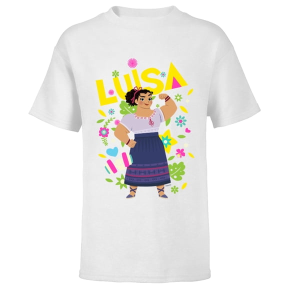 Disney Encanto Luisa Madrigal Floral - Short Sleeve T-Shirt for Kids - Customized-White