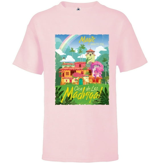 Disney Encanto Magic Awaits You Casa de Los Madrigal - Short Sleeve T-Shirt for Kids - Customized-Soft Pink