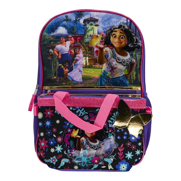 Disney Encanto Magic Family Girls 17 Laptop Backpack 2 Piece Set with Lunch Tote Bag Purple Pink Walmart
