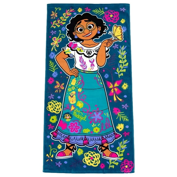 Disney Encanto Mirabel & Butterfly Cotton Beach Towel 28x58, Teal