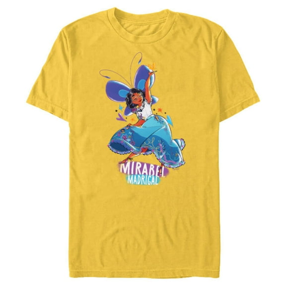 Disney Encanto Mirabel Colorful Vibes Butterfly Dance - Short Sleeve Blended T-Shirt for Adults - Customized-Yellow