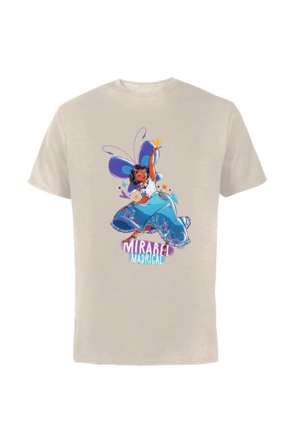 Encanto Mirabel Colorful Vibes Butterfly Dance - Short Sleeve Cotton T-Shirt for Adults - Customized-Natural
