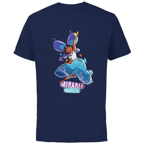 Disney Encanto Mirabel Colorful Vibes Butterfly Dance - Short Sleeve Cotton T-Shirt for Adults - Customized-Navy