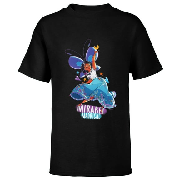 Disney Encanto Mirabel Colorful Vibes Butterfly Dance - Short Sleeve T-Shirt for Kids - Customized-Black