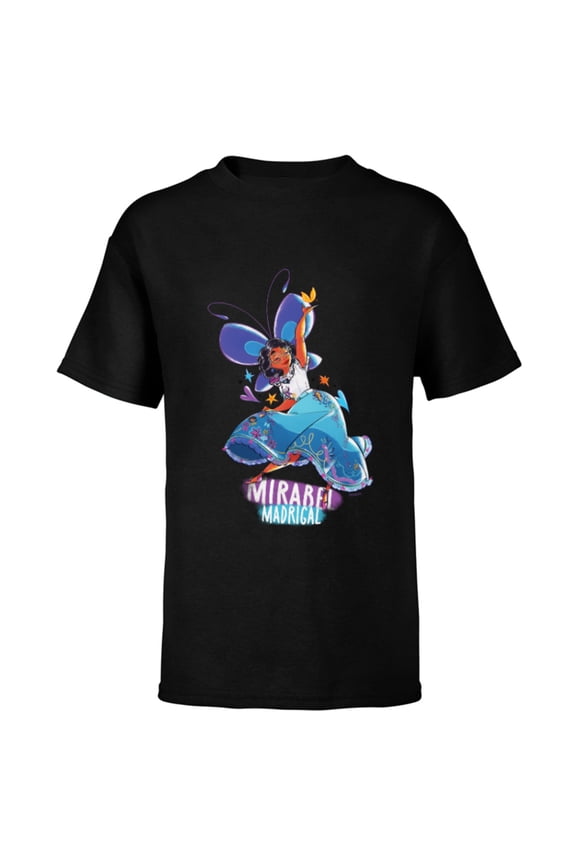 Encanto Mirabel Colorful Vibes Butterfly Dance - Short Sleeve T-Shirt for Kids - Customized-Black