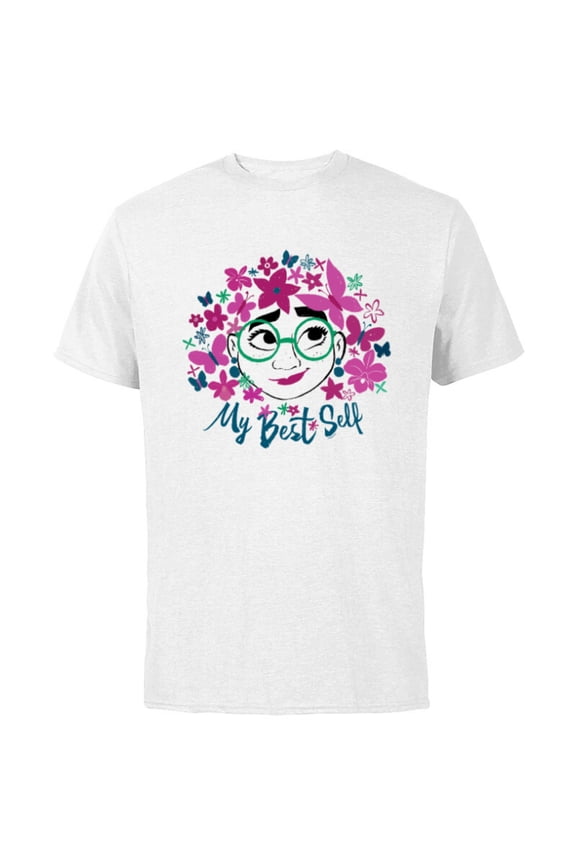 Encanto Mirabel Flowers and Butterflies My Best Self - Short Sleeve Cotton T-Shirt for Adults - Customized-White