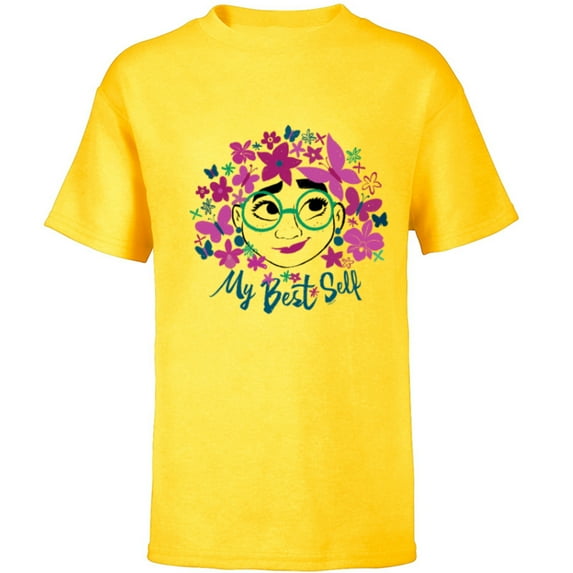 Disney Encanto Mirabel Flowers and Butterflies My Best Self - Short Sleeve T-Shirt for Kids - Customized-Yellow
