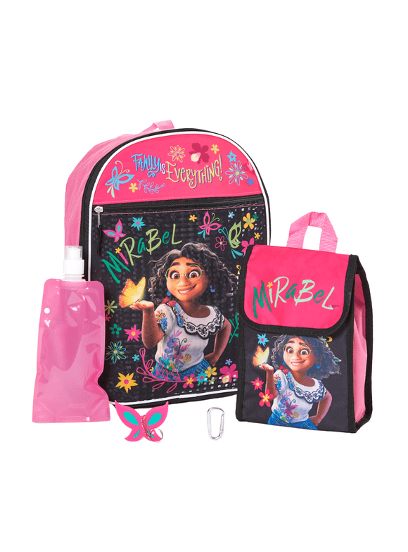 Disney Encanto Mirabel Girls Backpack with Lunch Bag and Water Pouch 5 Pc Set 16 inch