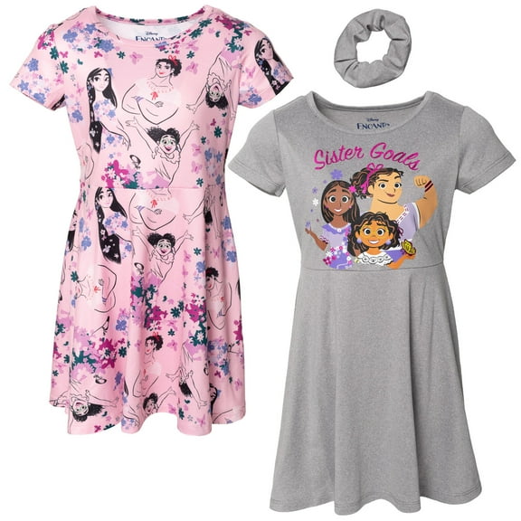 Disney Encanto Mirabel Luisa Isabela Big Girls Skater Dresses and Scrunchie Little Kid to Big Kid