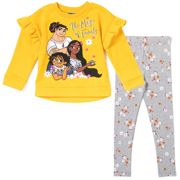 Disney Encanto Mirabel Luisa Isabela Little Girls Pullover Fleece Sweatshirt and Leggings Outfit Set Toddler to Little Kid