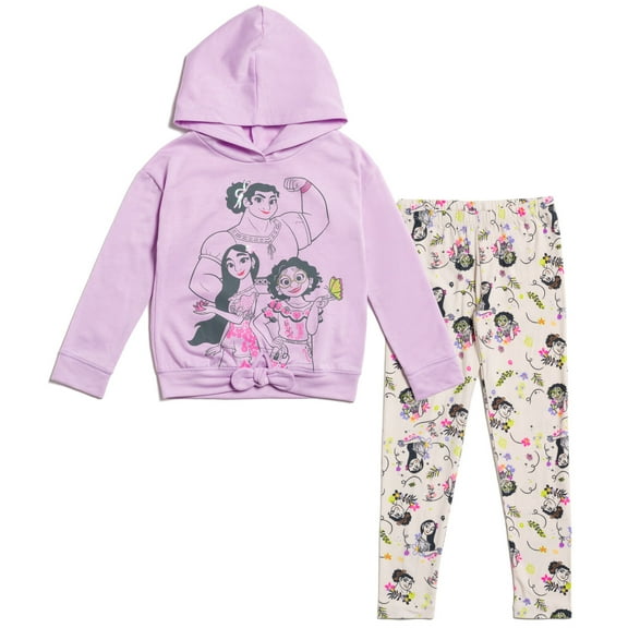 Disney Encanto Mirabel Luisa Isabela Little Girls Sequin Pullover Fleece Hoodie and Leggings Outfit Set Little Kid to Big Kid