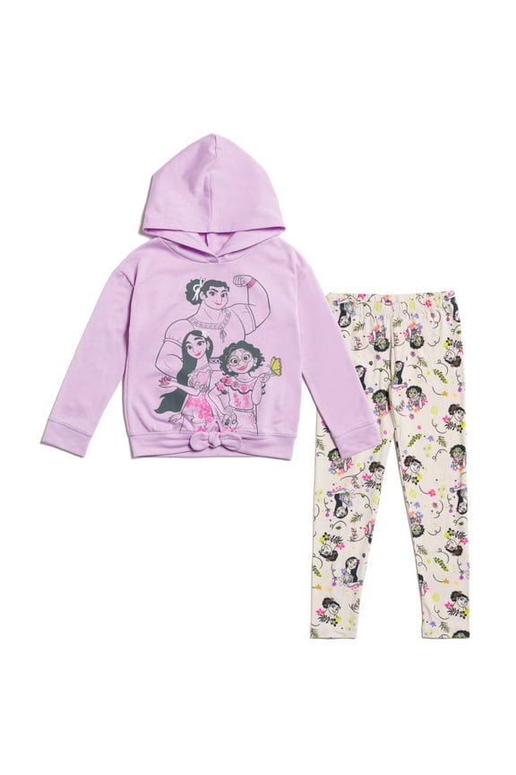 Encanto Mirabel Luisa Isabela Little Girls Sequin Pullover Fleece Hoodie and Leggings Outfit Set Little Kid to Big Kid