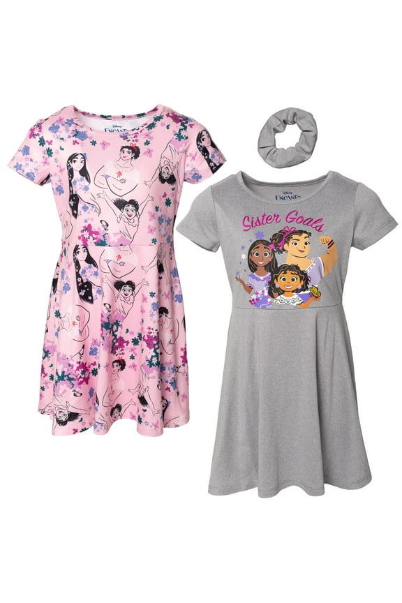 Encanto Mirabel Luisa Isabela Little Girls Skater Dresses and Scrunchie Little Kid to Big Kid