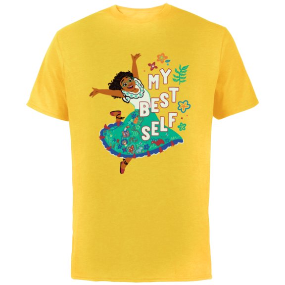 Disney Encanto Mirabel Madrigal Dancing My Best Self - Short Sleeve Cotton T-Shirt for Adults - Customized-Yellow
