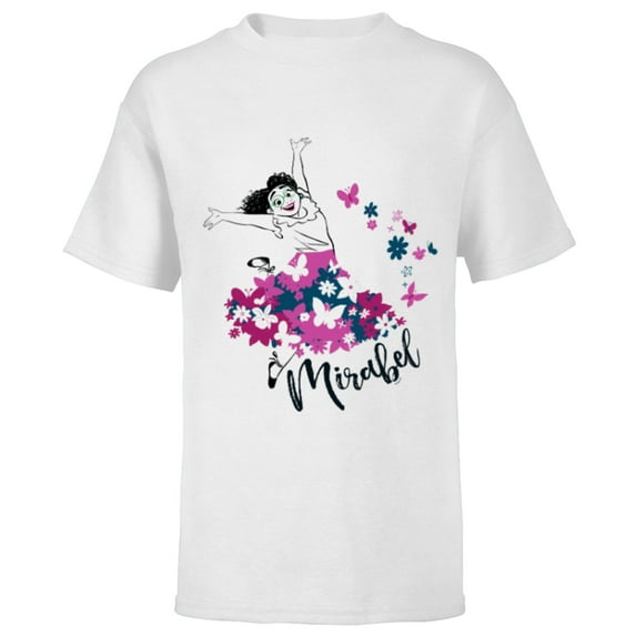Disney Encanto Mirabel Madrigal Floral Lilac Purple - Short Sleeve T-Shirt for Kids - Customized-White