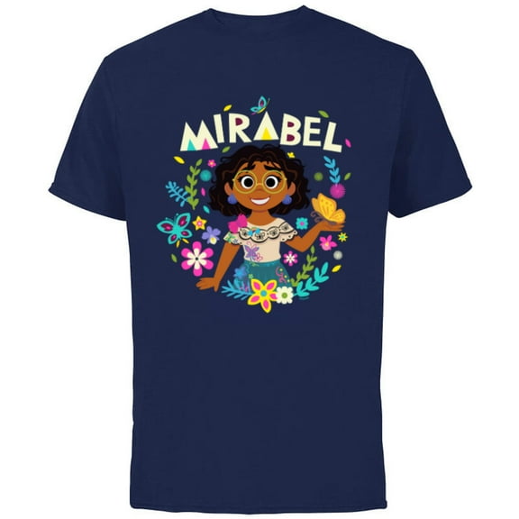 Disney Encanto Mirabel Madrigal Floral - Short Sleeve Cotton T-Shirt for Adults - Customized-Navy